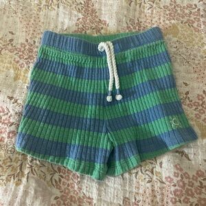 Zara Kids Blue and Green Striped Shorts